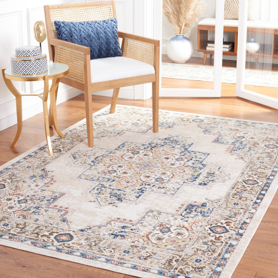 SAFAVIEH Olympia Collection OPA208B Beige / Blue Rug Image 1