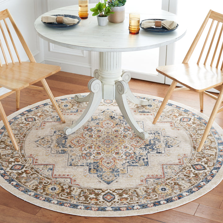 SAFAVIEH Olympia Collection OPA208B Beige / Blue Rug Image 3