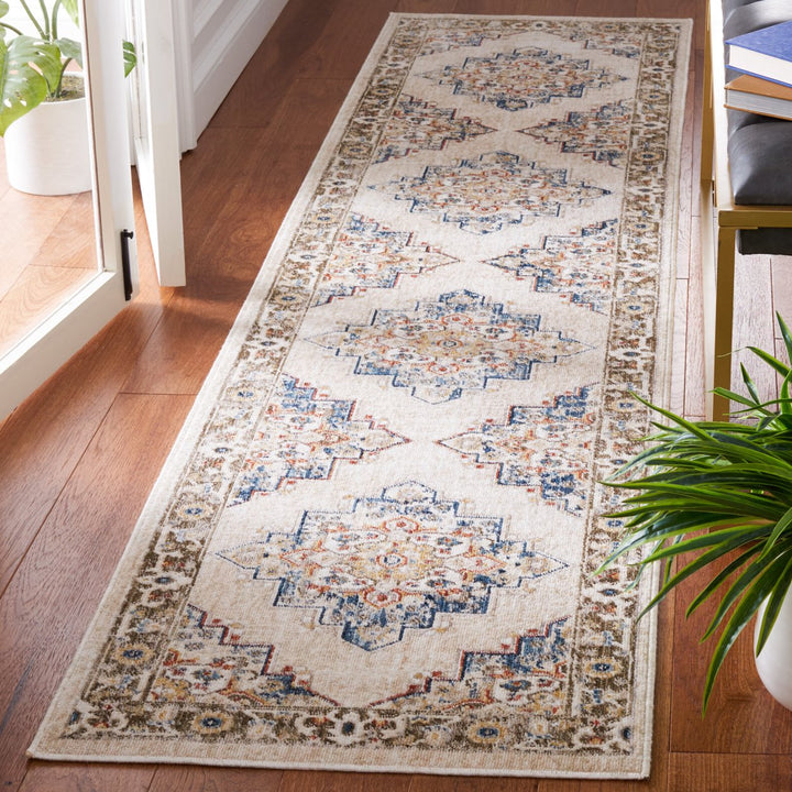 SAFAVIEH Olympia Collection OPA208B Beige / Blue Rug Image 4