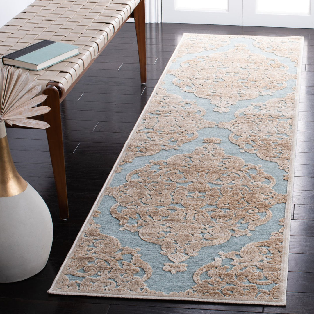 SAFAVIEH Paradise Collection PAR348-3470 Stone / Aqua Rug Image 2