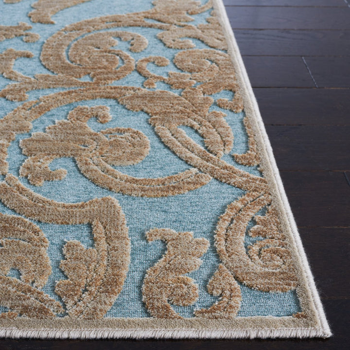 SAFAVIEH Paradise Collection PAR348-3470 Stone / Aqua Rug Image 4