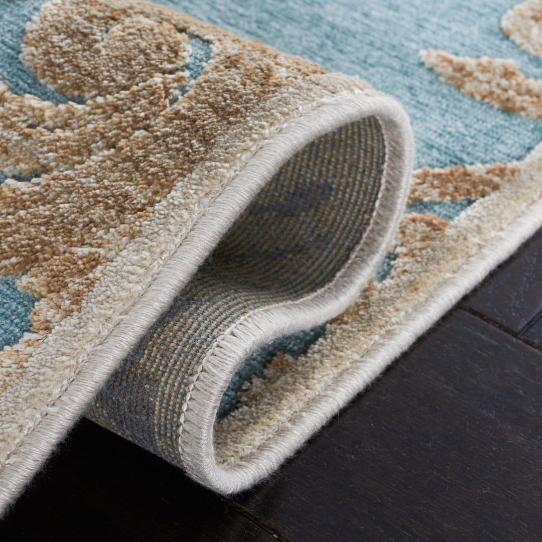 SAFAVIEH Paradise Collection PAR348-3470 Stone / Aqua Rug Image 6