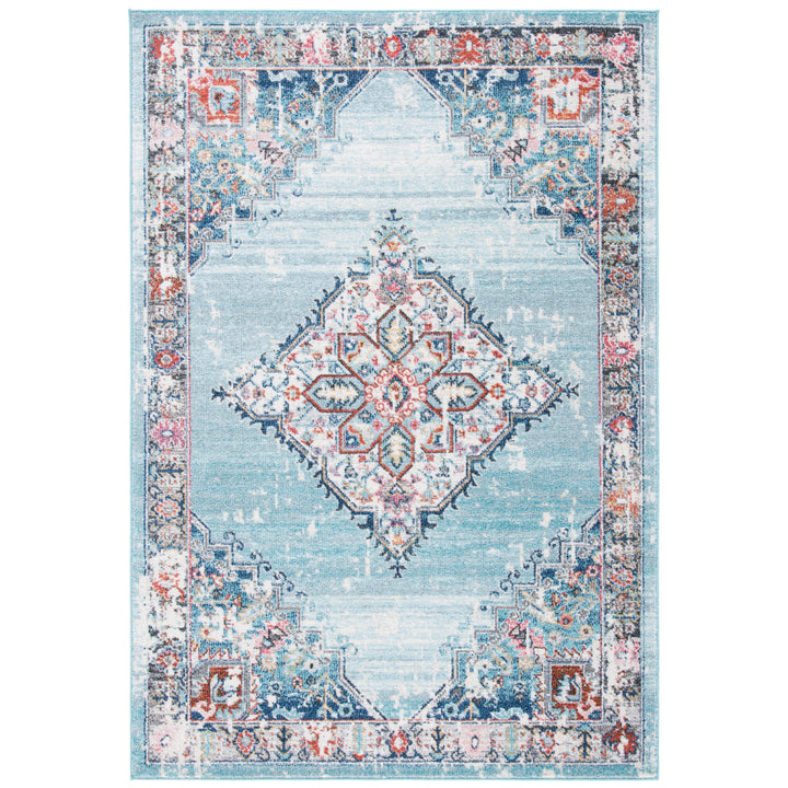 SAFAVIEH Phoenix Collection PHX247K Light Blue / Navy Rug Image 1