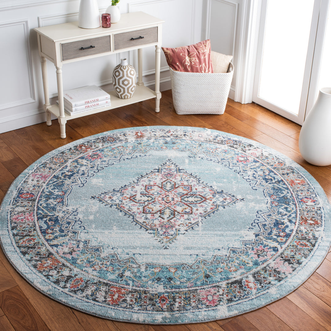 SAFAVIEH Phoenix Collection PHX247K Light Blue / Navy Rug Image 2