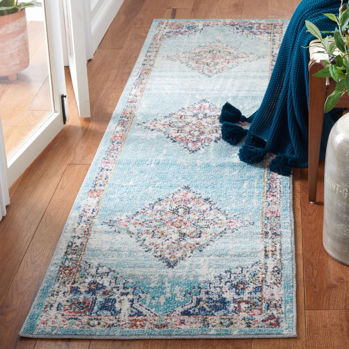 SAFAVIEH Phoenix Collection PHX247K Light Blue / Navy Rug Image 3