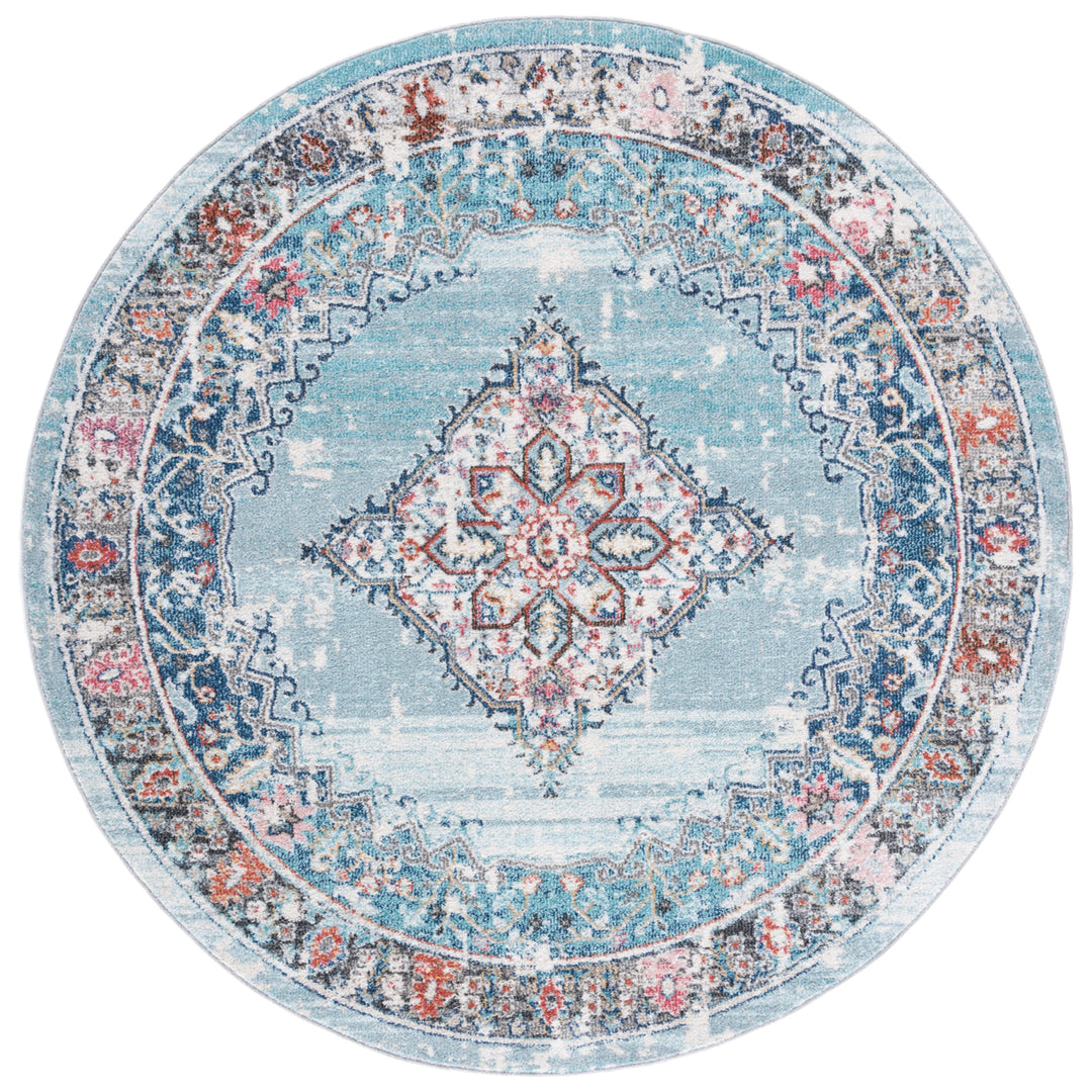 SAFAVIEH Phoenix Collection PHX247K Light Blue / Navy Rug Image 4