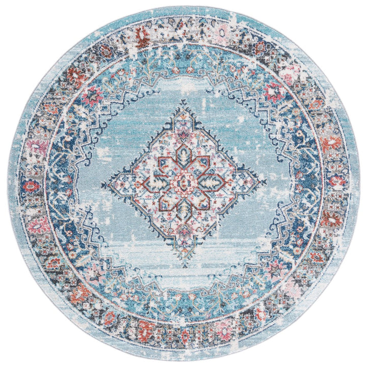 SAFAVIEH Phoenix Collection PHX247K Light Blue / Navy Rug Image 1