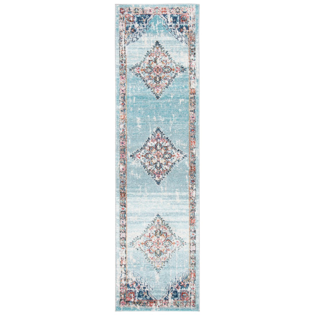 SAFAVIEH Phoenix Collection PHX247K Light Blue / Navy Rug Image 5