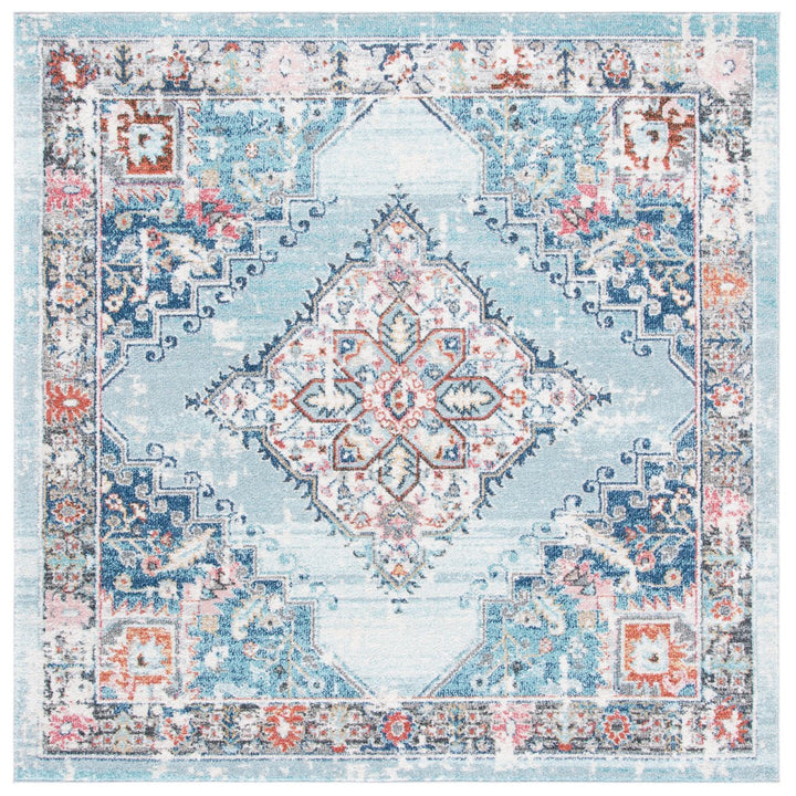 SAFAVIEH Phoenix Collection PHX247K Light Blue / Navy Rug Image 6