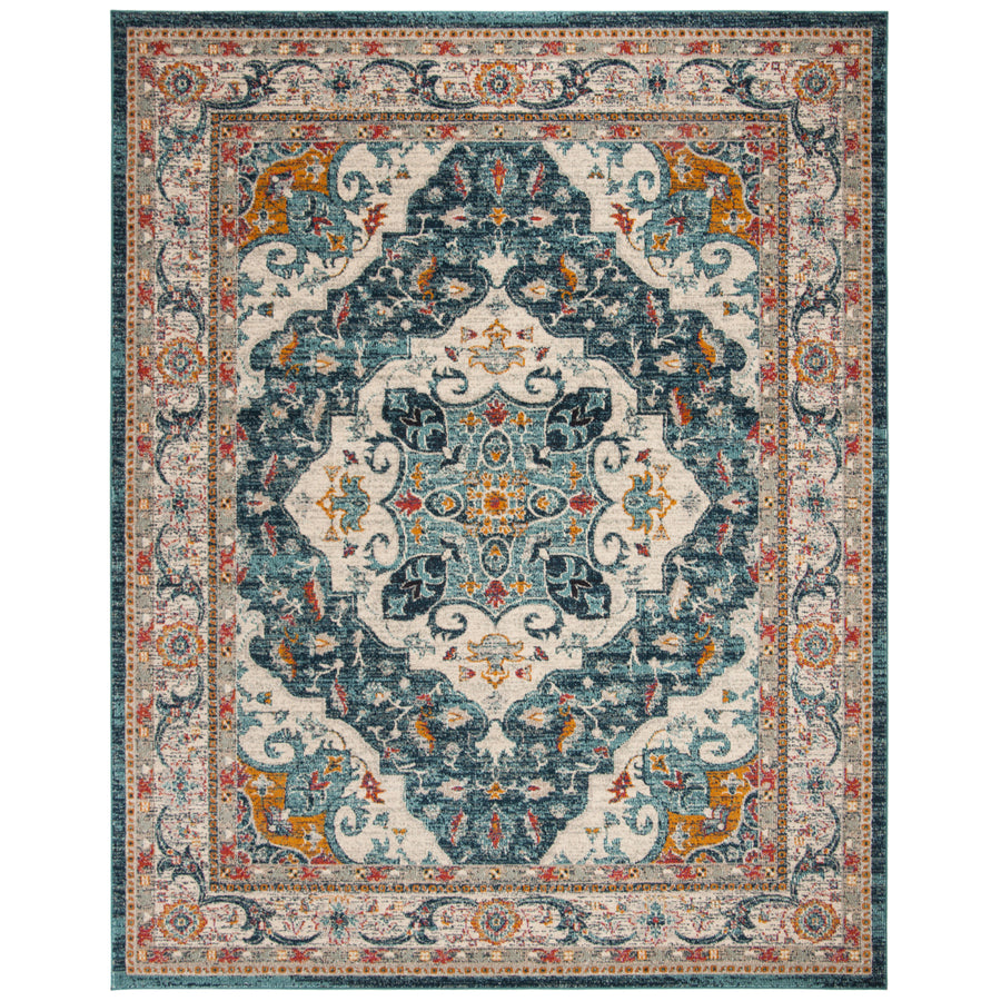 SAFAVIEH Phoenix Collection PHX154M Ivory / Blue Rug Image 1