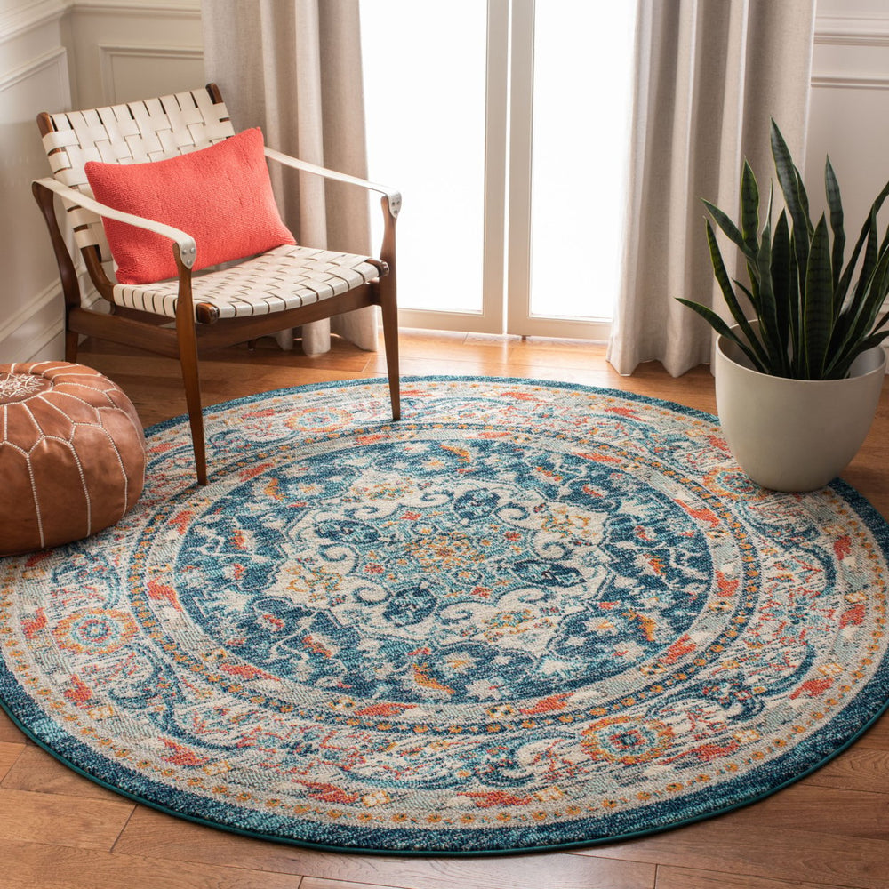 SAFAVIEH Phoenix Collection PHX154M Ivory / Blue Rug Image 2