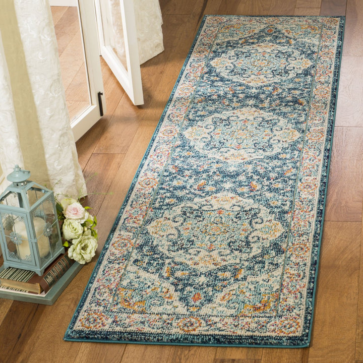 SAFAVIEH Phoenix Collection PHX154M Ivory / Blue Rug Image 3