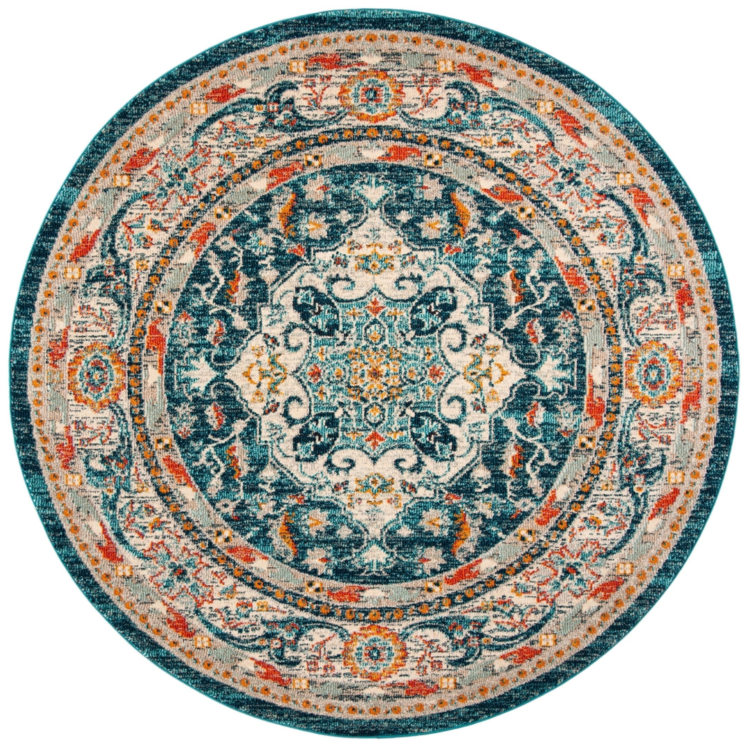 SAFAVIEH Phoenix Collection PHX154M Ivory / Blue Rug Image 4