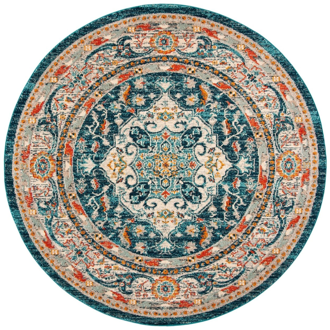 SAFAVIEH Phoenix Collection PHX154M Ivory / Blue Rug Image 1