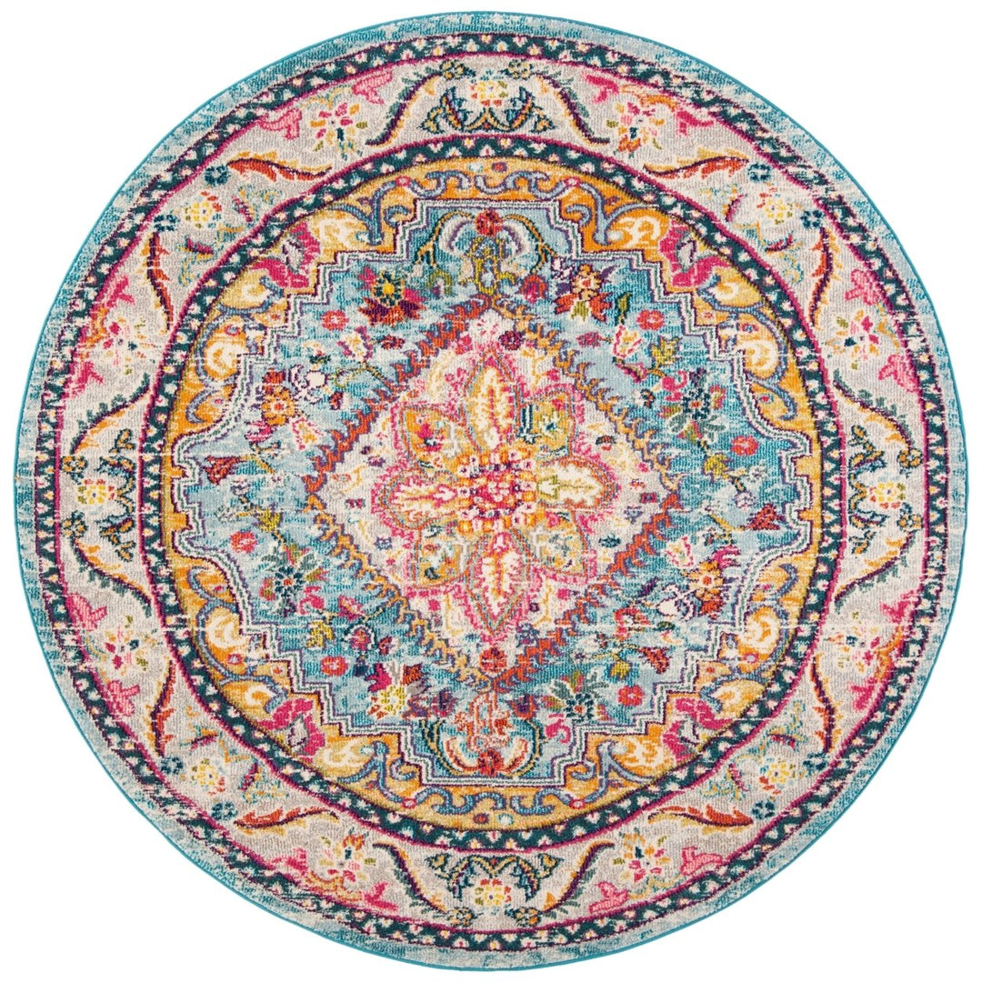 SAFAVIEH Phoenix Collection PHX153K Turquoise / Beige Rug Image 1