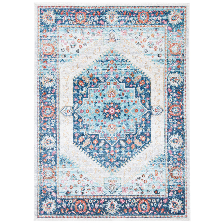 SAFAVIEH Phoenix Collection PHX291A Ivory / Blue Rug Image 1