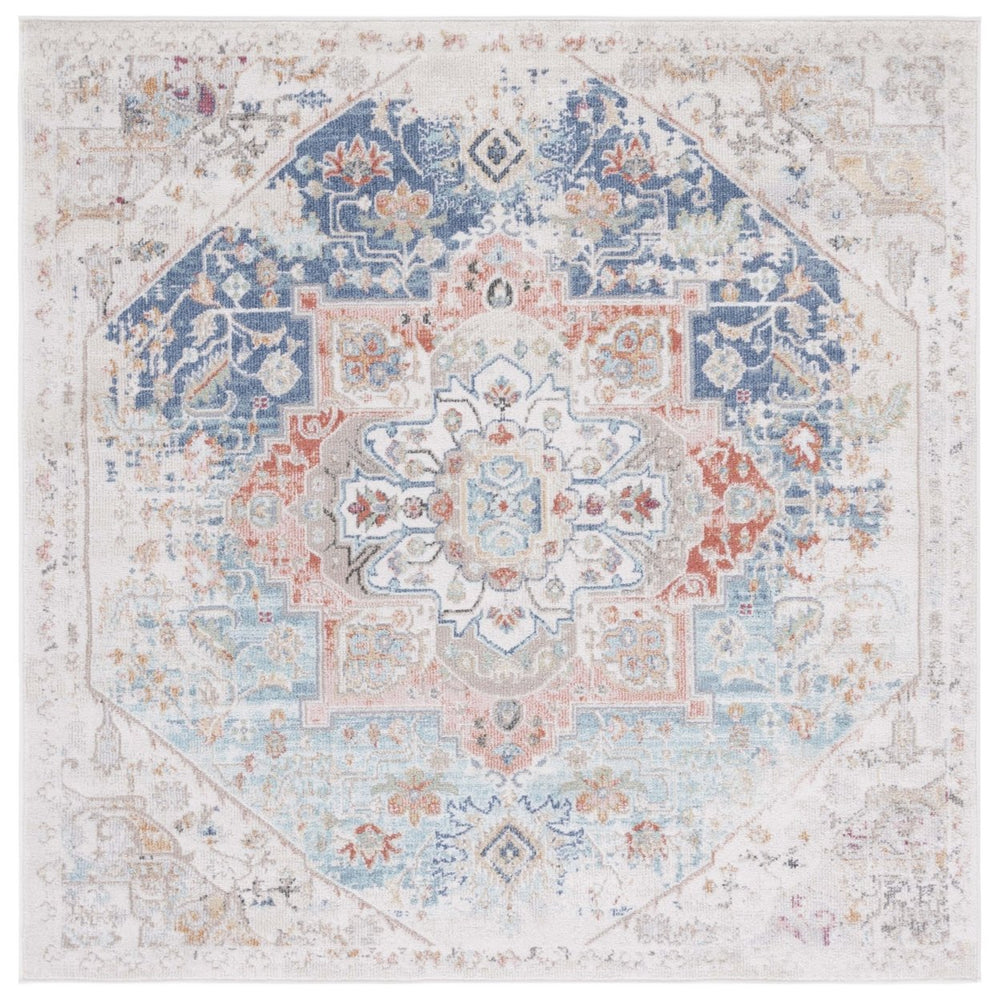 SAFAVIEH Phoenix Collection PHX521M Ivory / Blue Rug Image 2