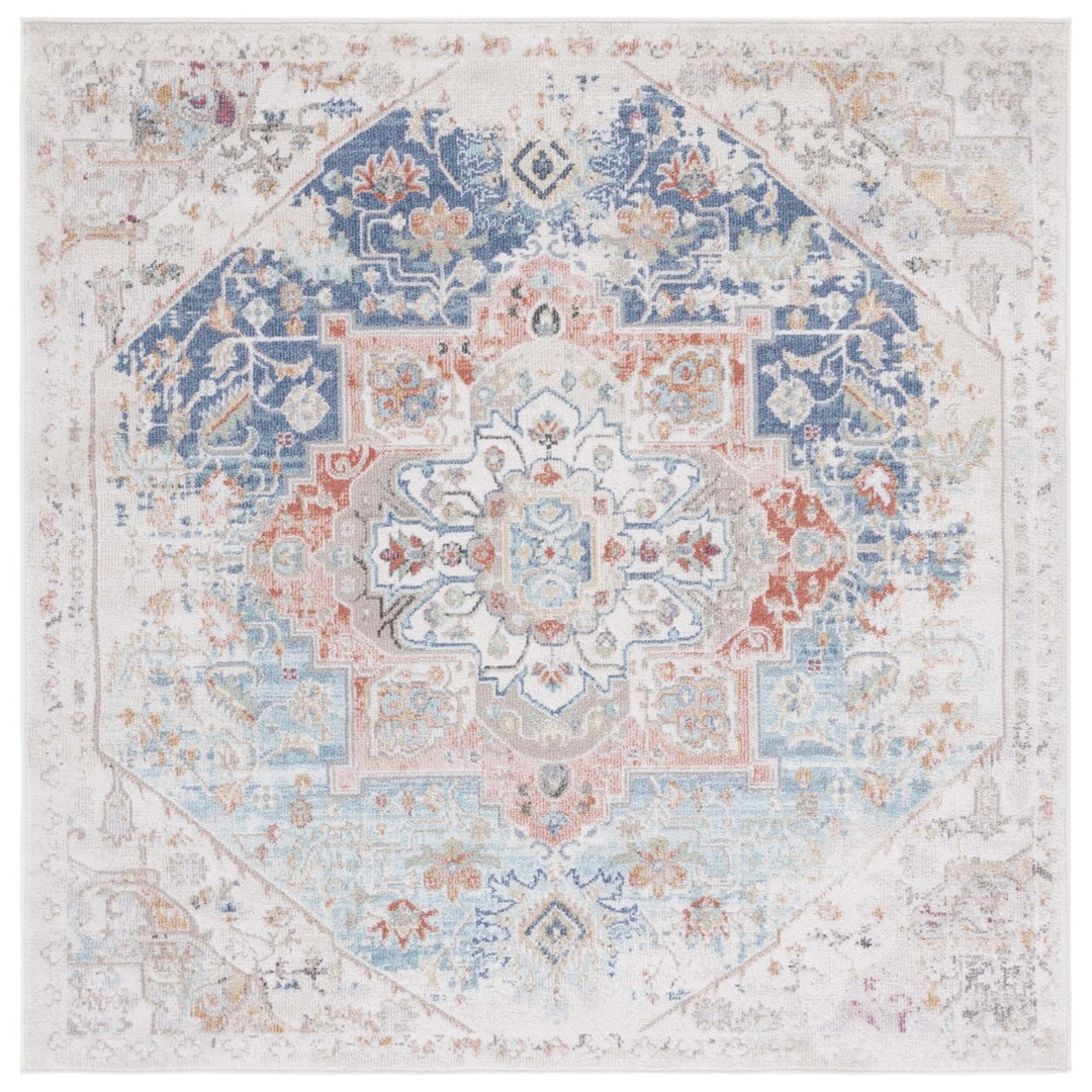 SAFAVIEH Phoenix Collection PHX521M Ivory / Blue Rug Image 1