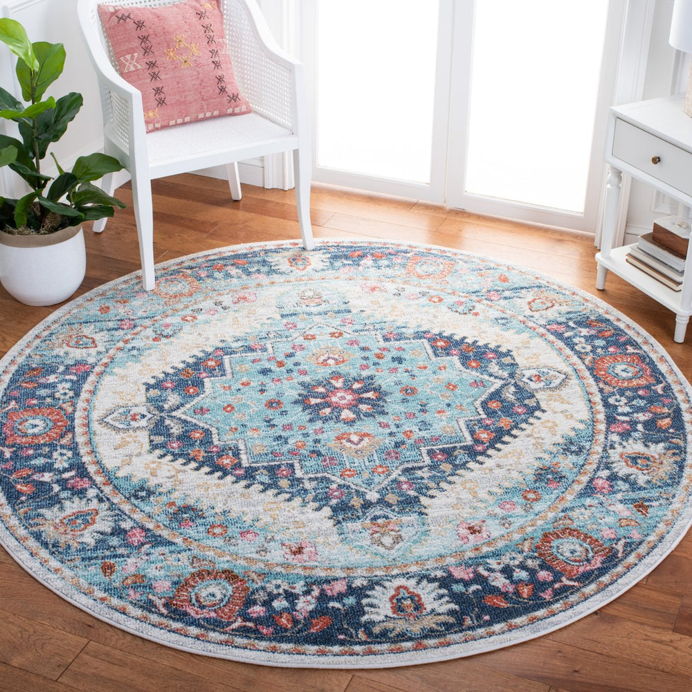 SAFAVIEH Phoenix Collection PHX291A Ivory / Blue Rug Image 2