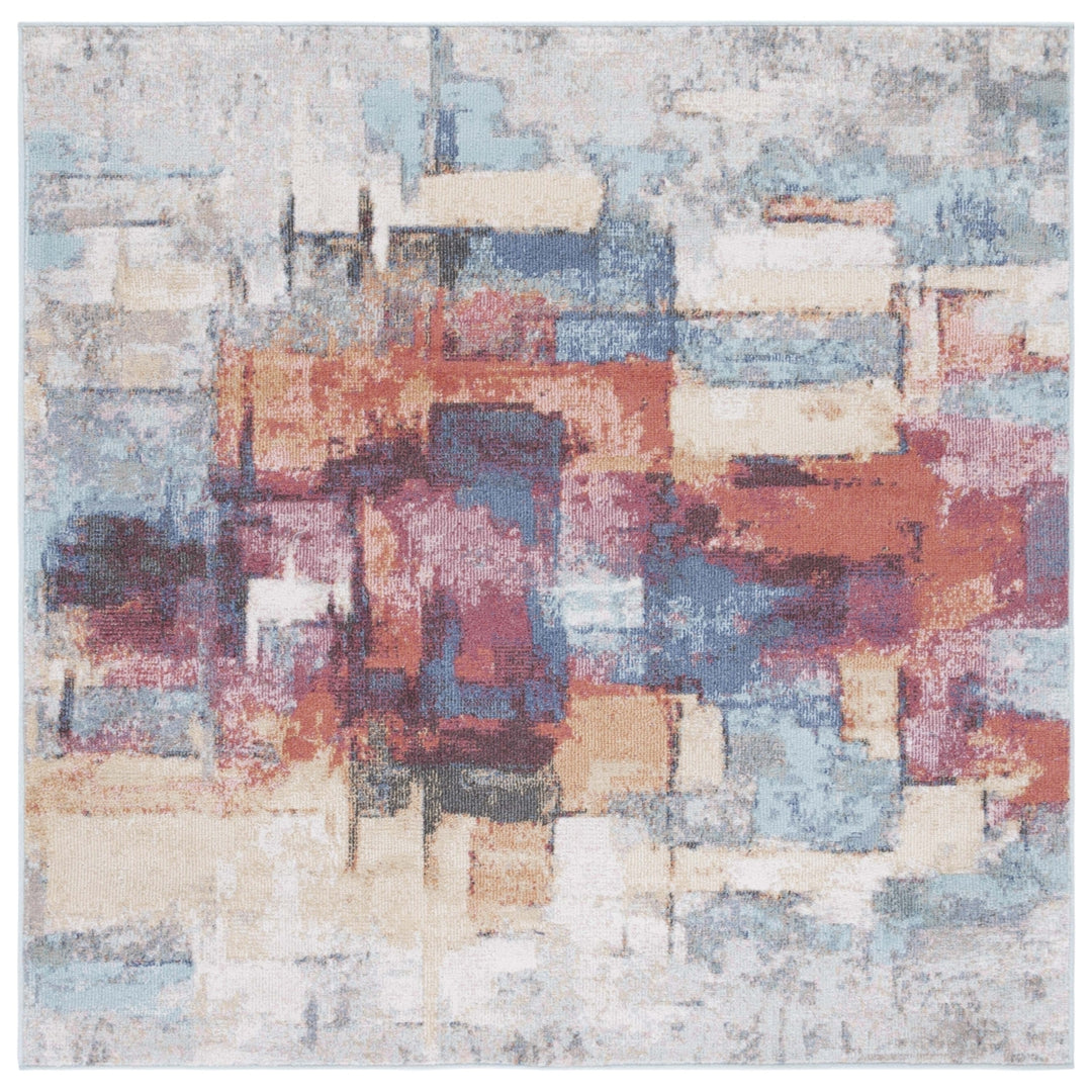 SAFAVIEH Phoenix Collection PHX523Q Rust Blue / Ivory Rug Image 4