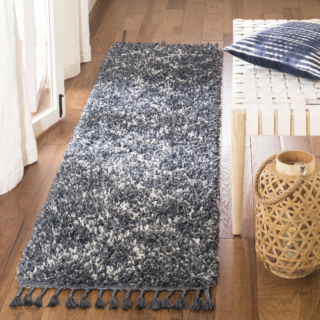 SAFAVIEH Pro Lux Shag Collection PLX432L Blue / Creme Rug Image 3