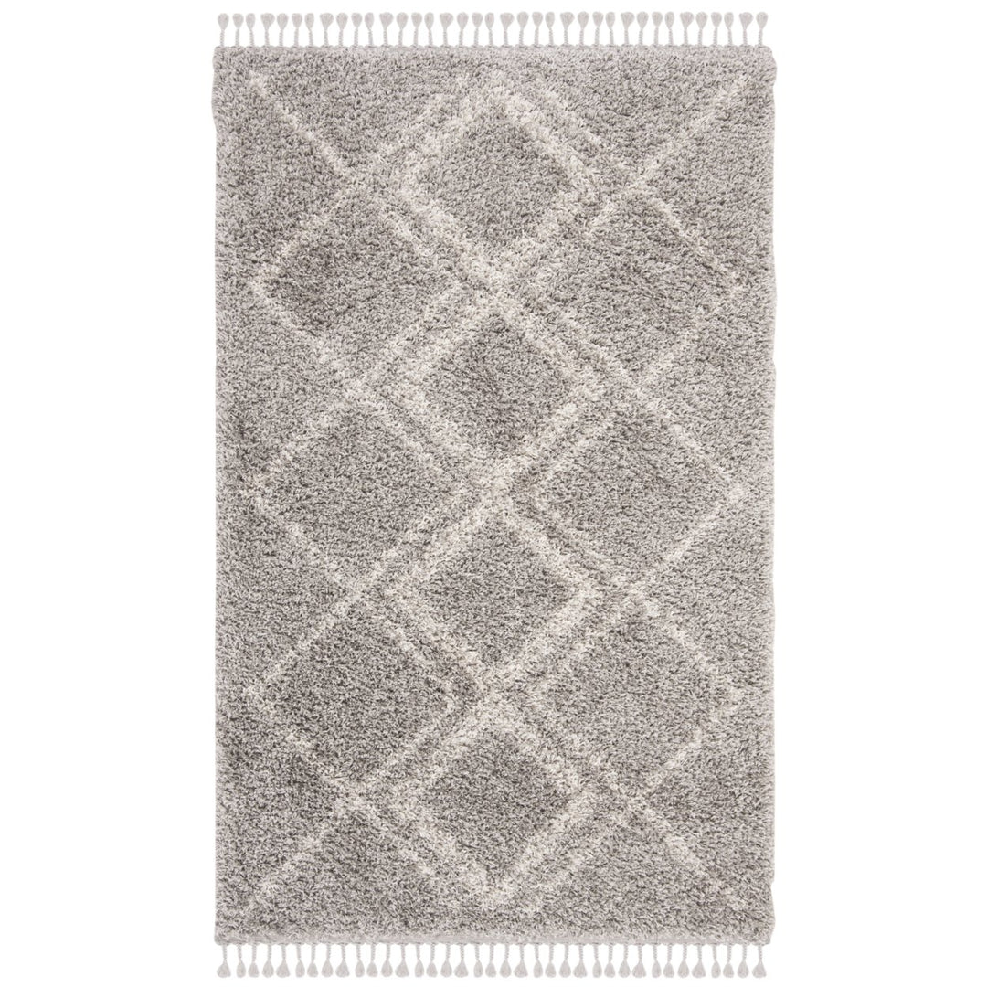 SAFAVIEH Pro Lux Shag Collection PLX432F Grey / Cream Rug Image 10