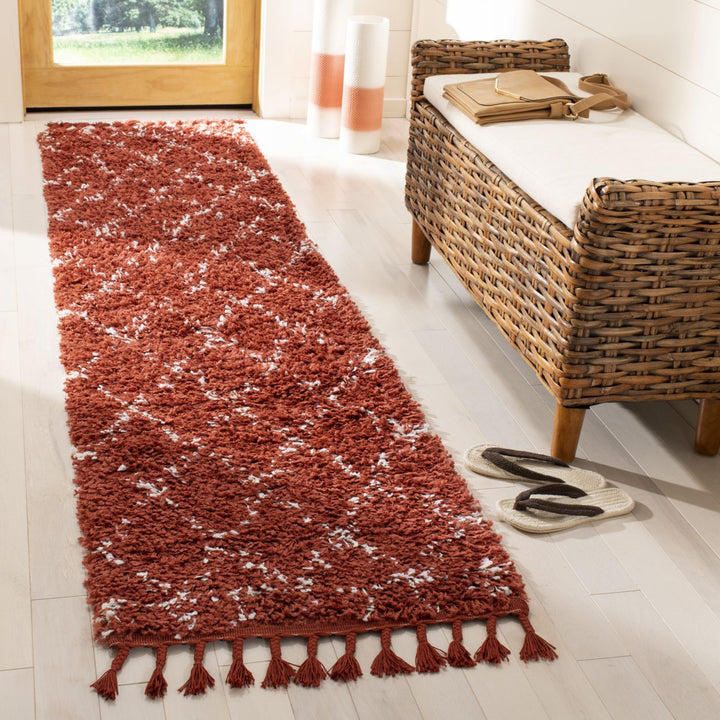 SAFAVIEH Pro Lux Shag Collection PLX433P Rust / Creme Rug Image 3