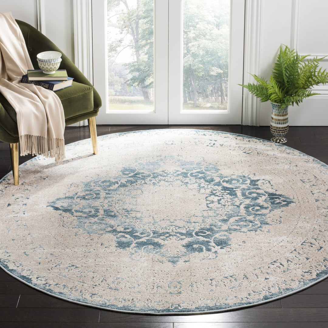 SAFAVIEH Palermo Collection PLM826T Blue / Beige Rug Image 2