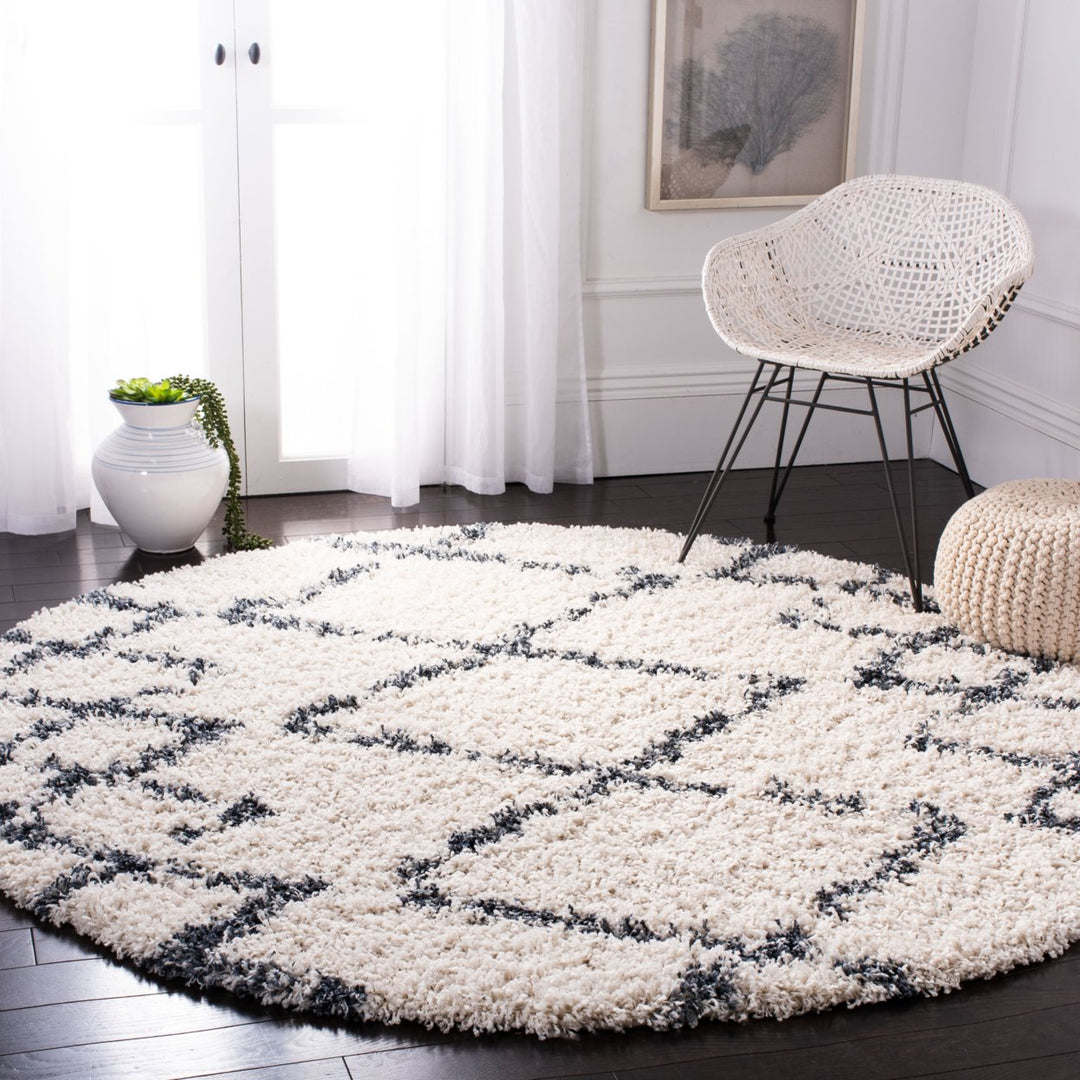 SAFAVIEH Pro Lux Shag Collection PLX434A Cream / Blue Rug Image 2