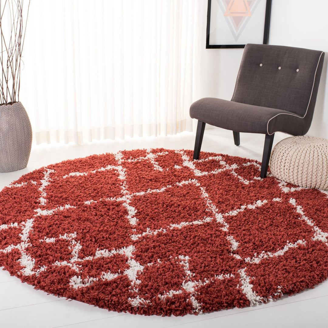 SAFAVIEH Pro Lux Shag Collection PLX434P Rust / Creme Rug Image 2