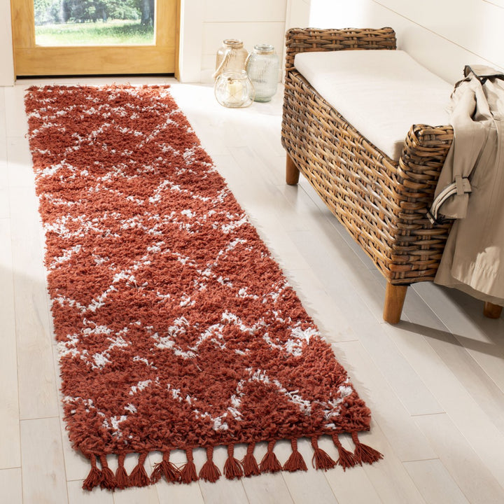 SAFAVIEH Pro Lux Shag Collection PLX434P Rust / Creme Rug Image 3