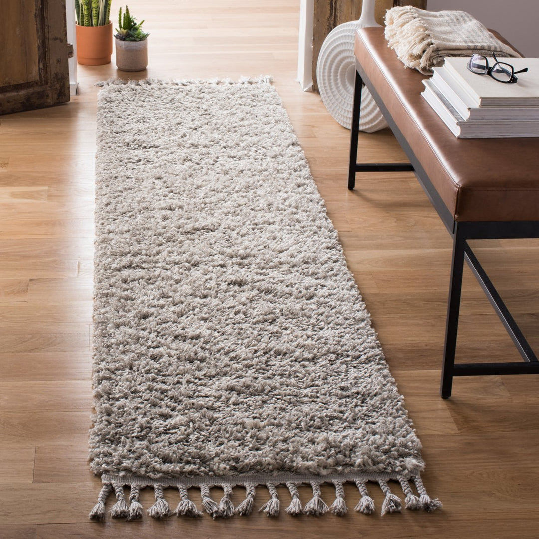 SAFAVIEH Pro Lux Shag Collection PLX435F Grey / Cream Rug Image 3