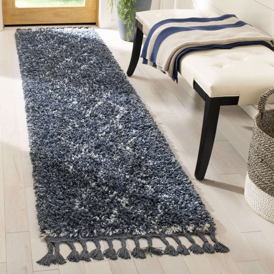 SAFAVIEH Pro Lux Shag Collection PLX435L Blue / Creme Rug Image 3