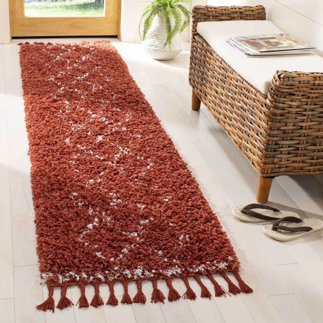 SAFAVIEH Pro Lux Shag Collection PLX435P Rust / Creme Rug Image 3