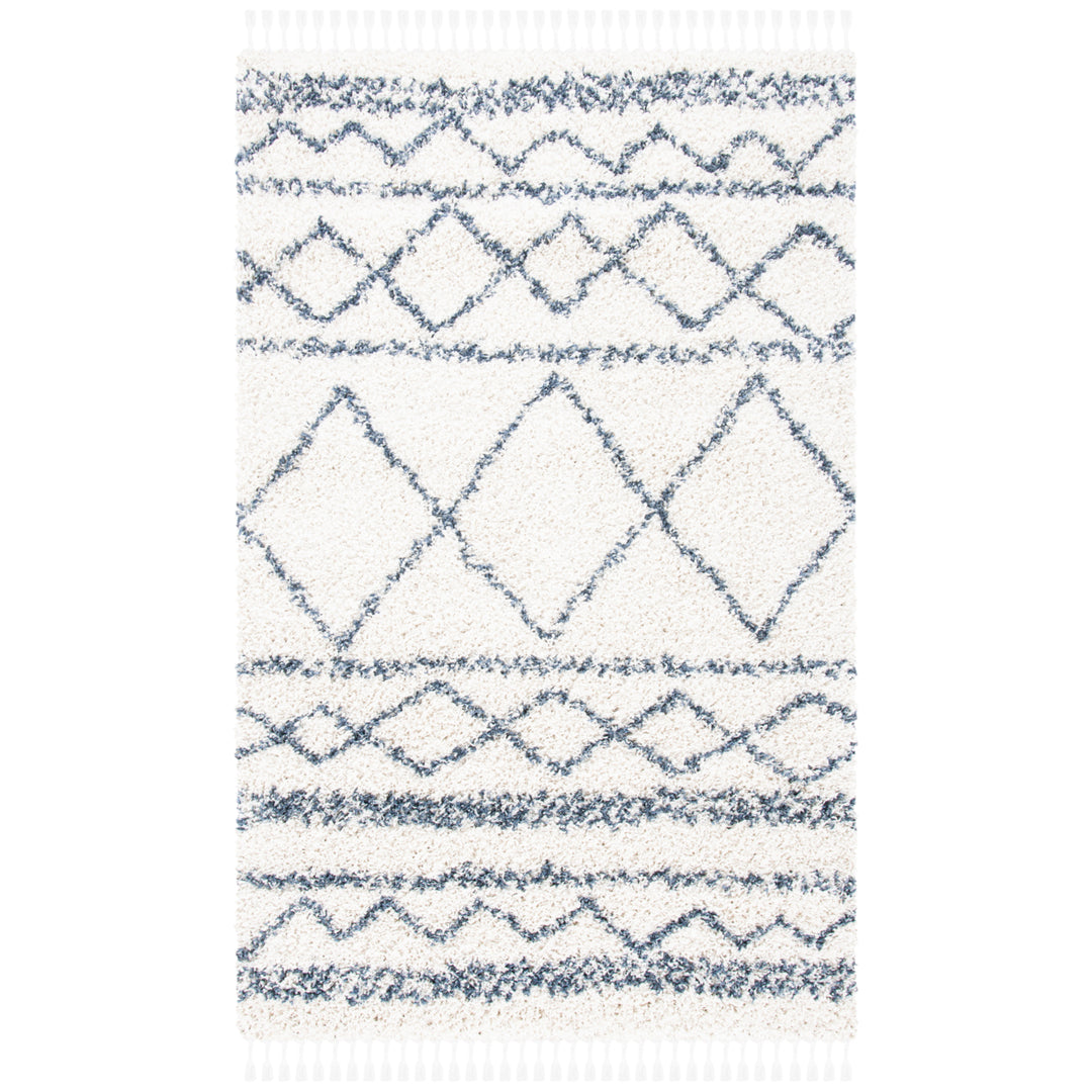 SAFAVIEH Pro Lux Shag Collection PLX436C Ivory / Blue Rug Image 1