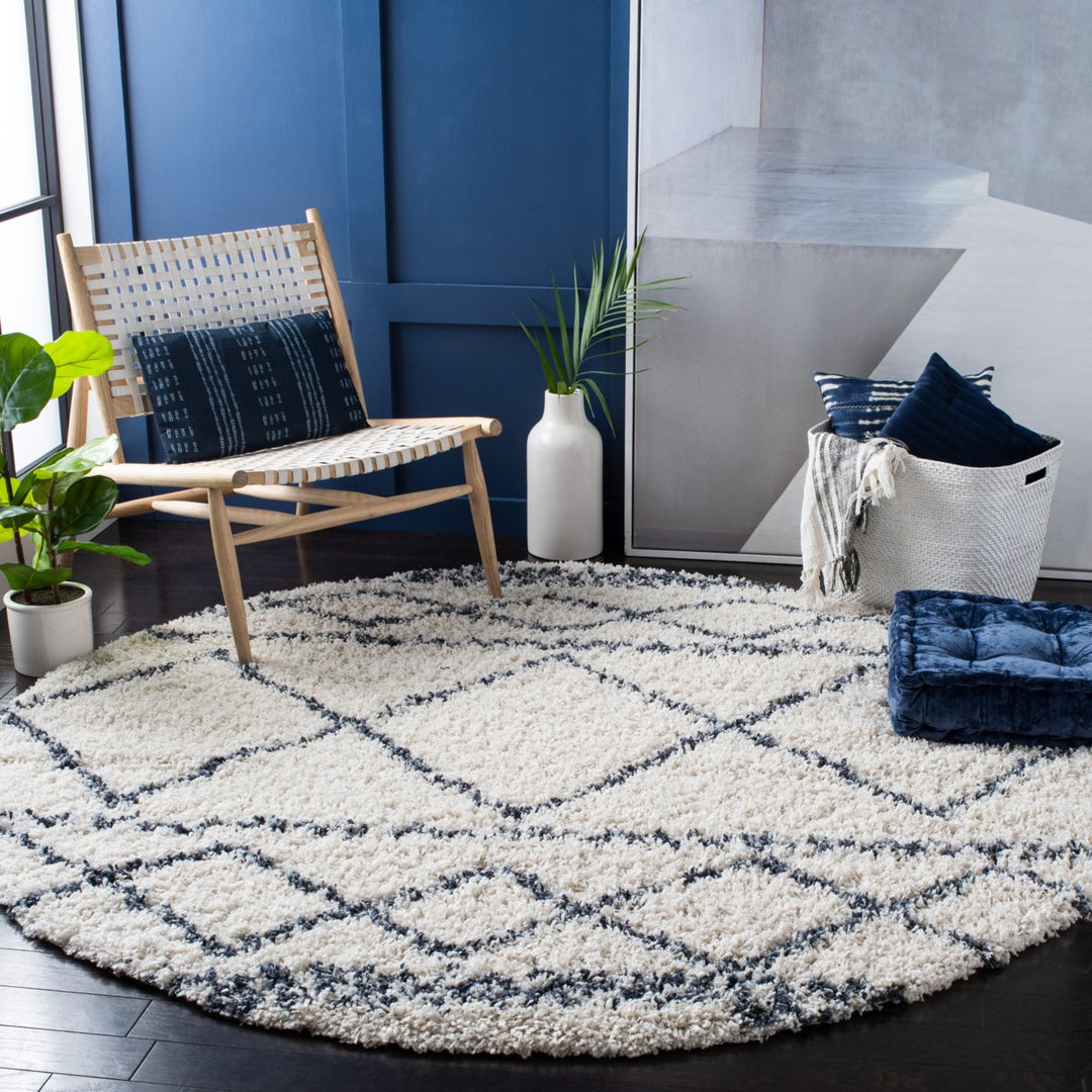 SAFAVIEH Pro Lux Shag Collection PLX436C Ivory / Blue Rug Image 2