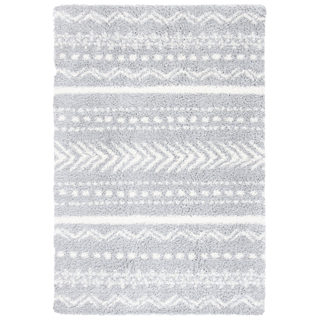 SAFAVIEH Parma Shag Collection PMA542F Grey / Ivory Rug Image 1