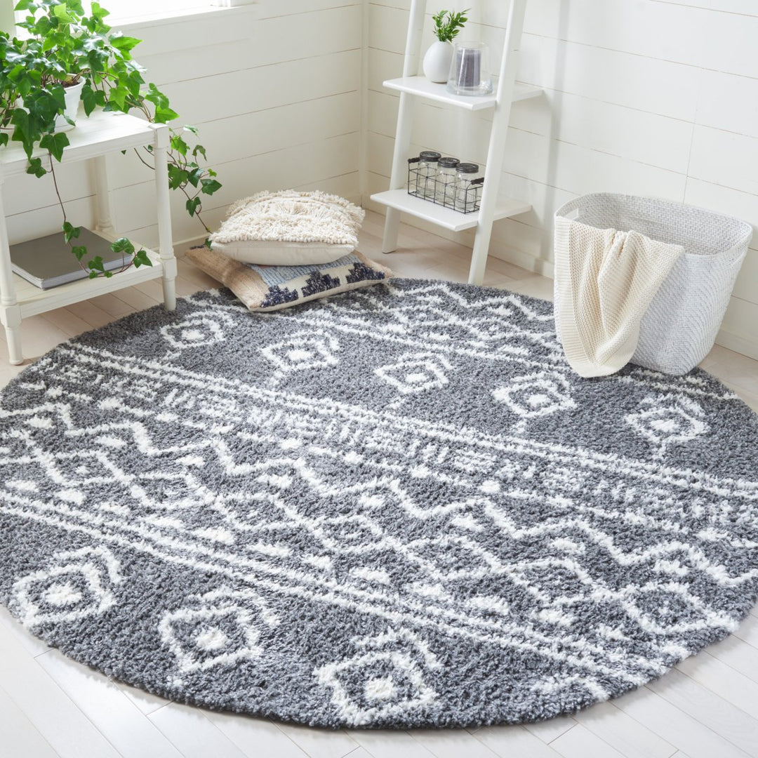 SAFAVIEH Parma Shag PMA544H Charcoal / Ivory Rug Image 2