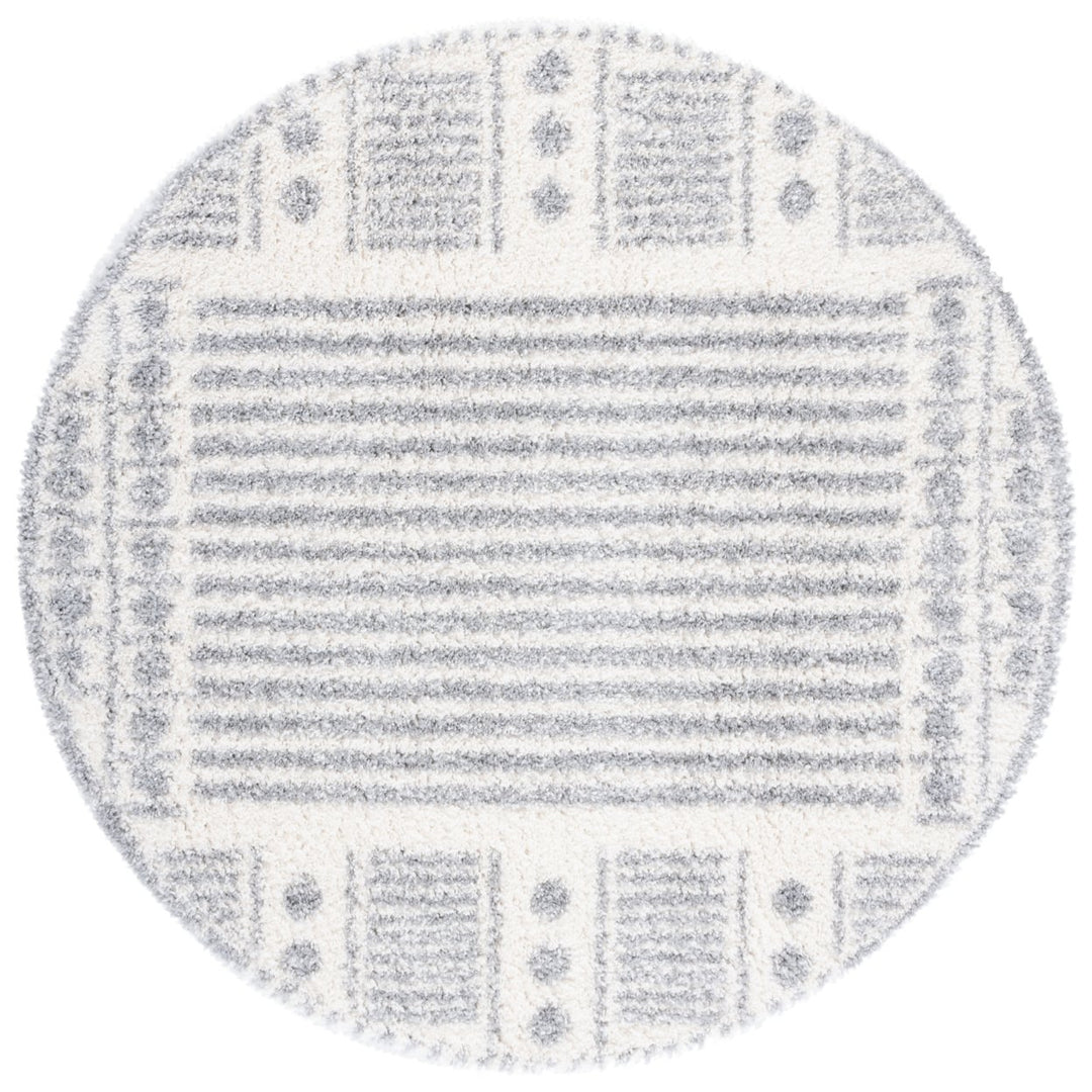 SAFAVIEH Parma Shag Collection PMA546F Grey / Ivory Rug Image 4