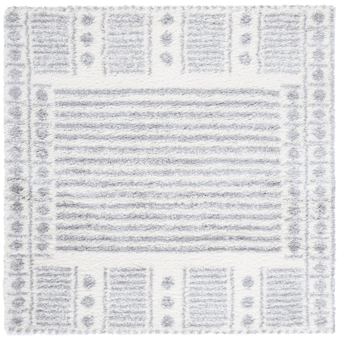 SAFAVIEH Parma Shag Collection PMA546F Grey / Ivory Rug Image 6