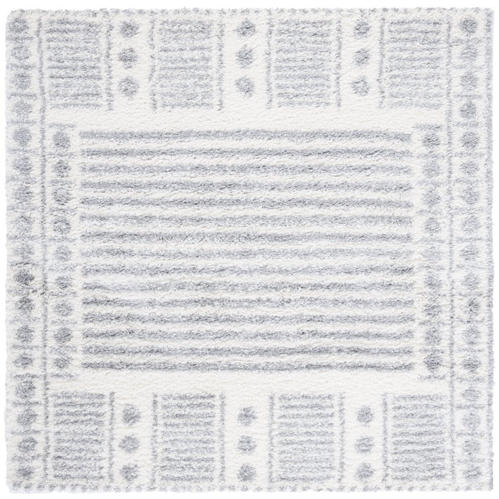 SAFAVIEH Parma Shag Collection PMA546F Grey / Ivory Rug Image 6