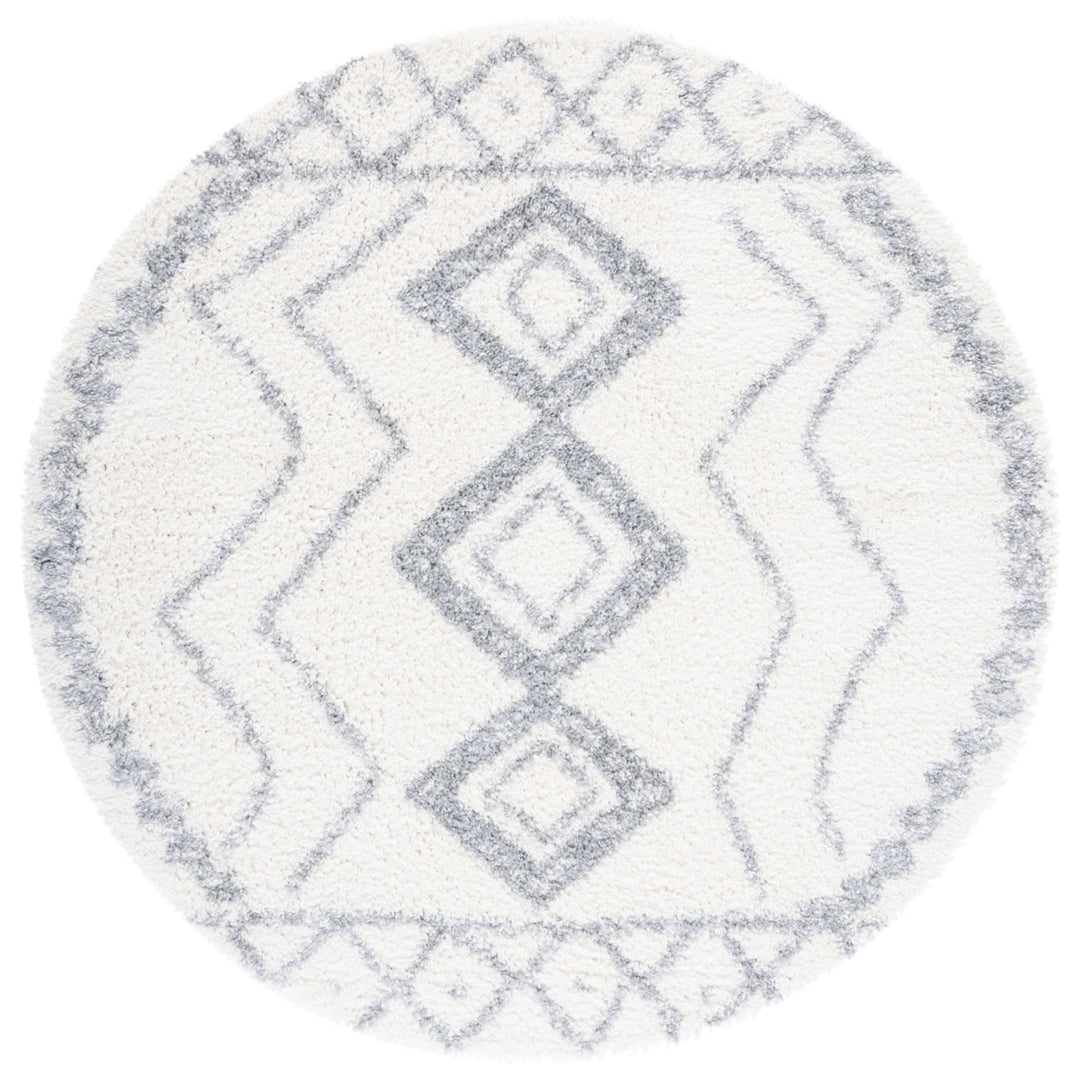 SAFAVIEH Parma Shag Collection PMA552A Ivory / Grey Rug Image 4