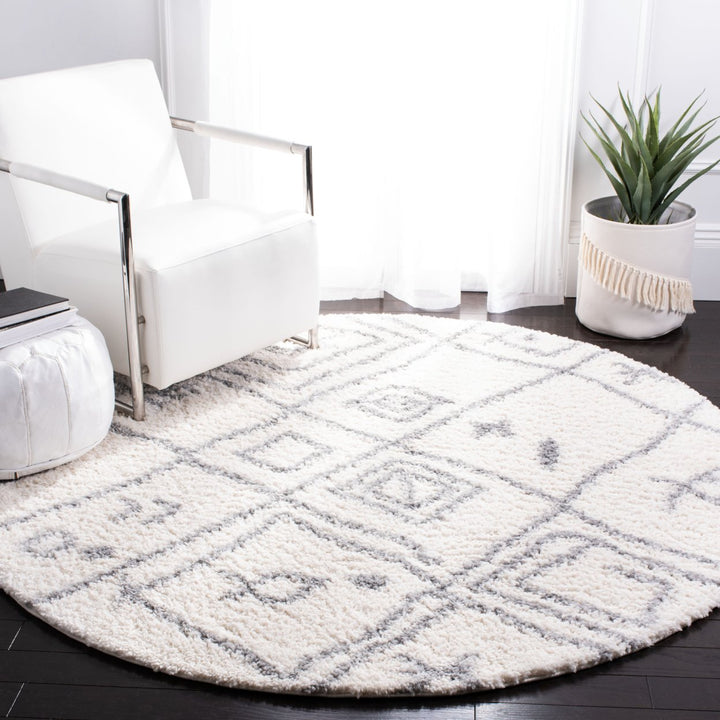 SAFAVIEH Parma Shag Collection PMA583A Cream / Grey Rug Image 2