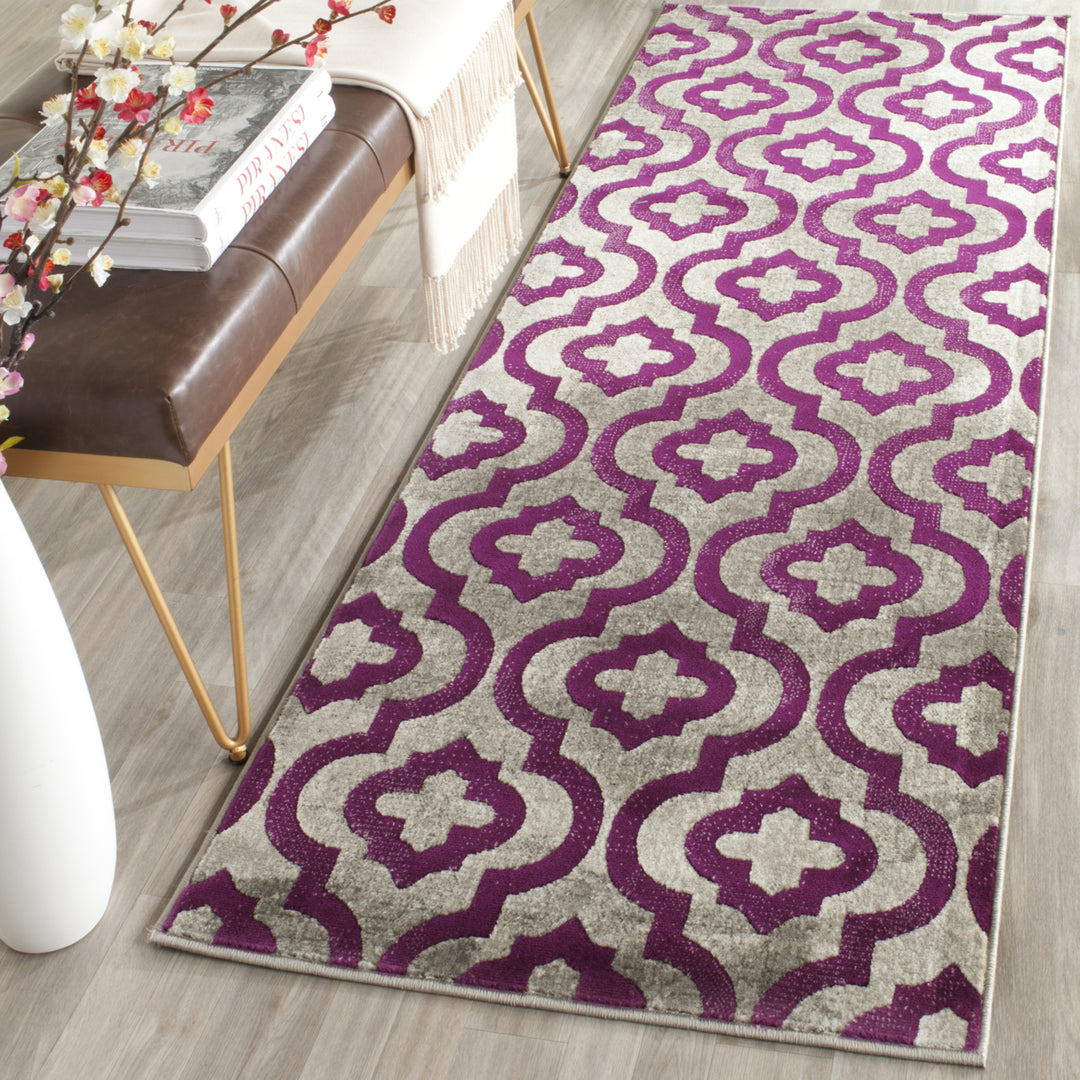 SAFAVIEH Porcello PRL7734B Light Grey / Purple Rug Image 3