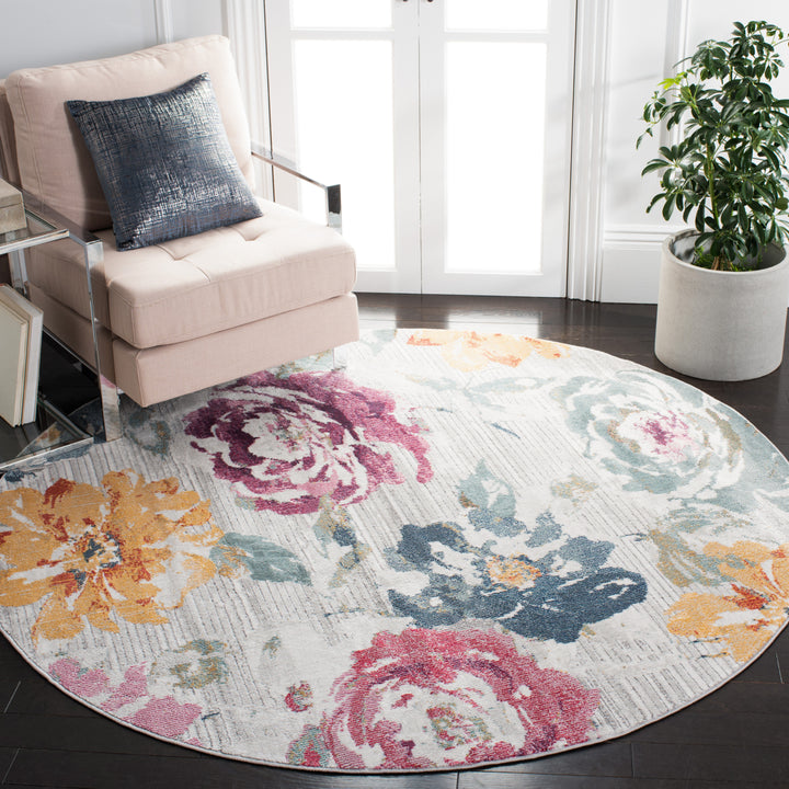 SAFAVIEH Porcello Collection PRL997F Grey / Yellow Rug Image 2