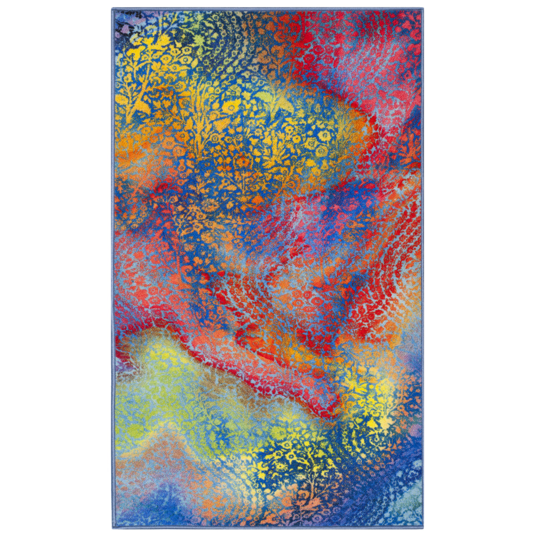 SAFAVIEH Paint Brush Collection PTB119B Blue/Coral Rug Image 8