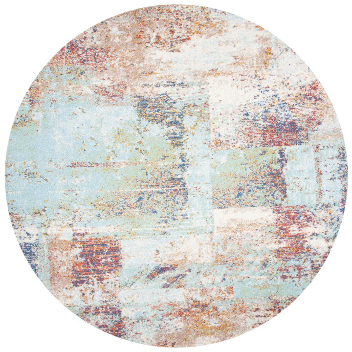 SAFAVIEH Prism Collection PSM537A Cream / Light Aqua Rug Image 1