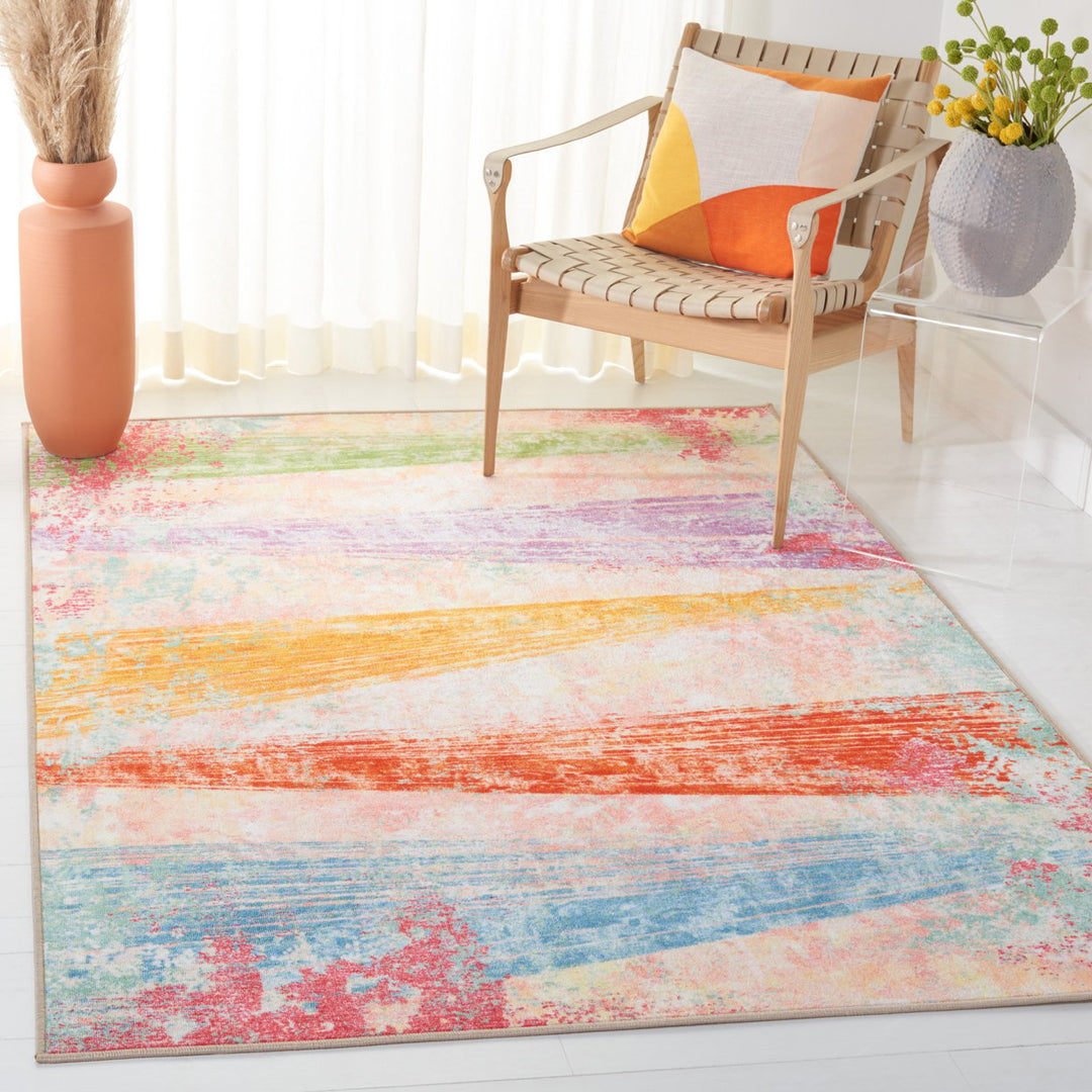 SAFAVIEH Paint Brush Collection PTB173U Pink / Blue Rug Image 1