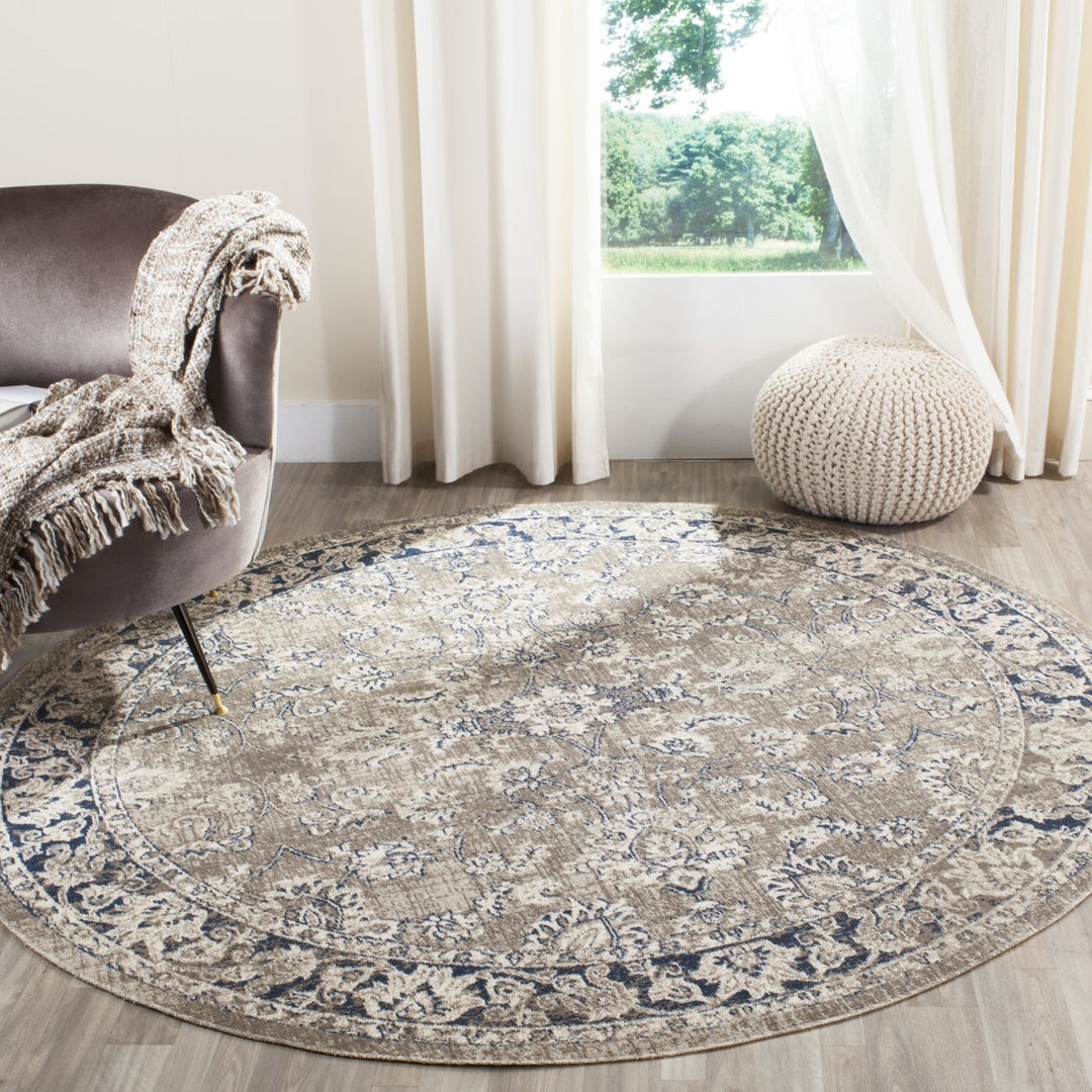 SAFAVIEH Patina Collection PTN324B Taupe / Blue Rug Image 2