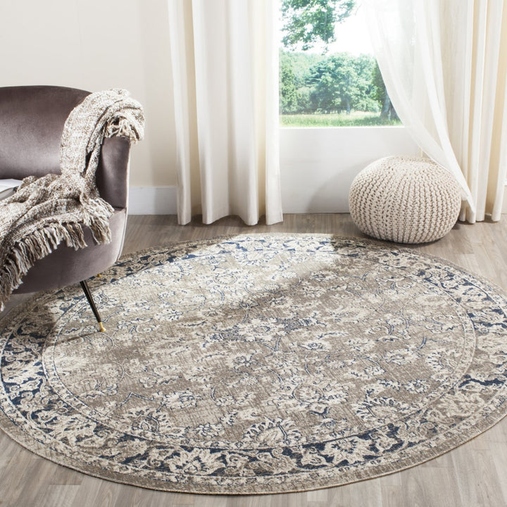 SAFAVIEH Patina Collection PTN324B Taupe / Blue Rug Image 2